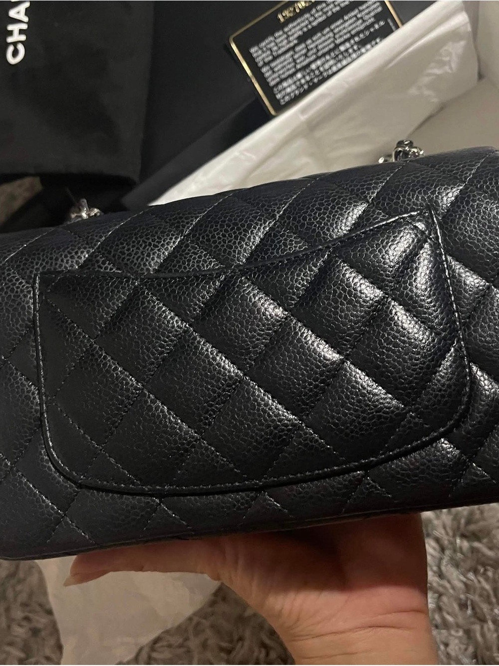 CHANEL Black Quilted Caviar Leather Mini Flap Crossbody - Picture 5 of 9